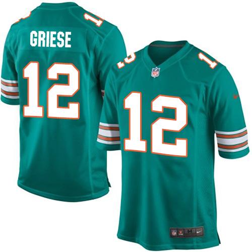 Nike Dolphins #12 Bob Griese Aqua Green Alternate Youth Stitched NFL Elite Jersey